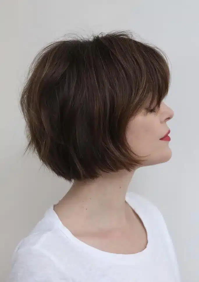 French girl bob with effortless waves, featured in the 35 short brown hairstyles you'll be seeing everywhere