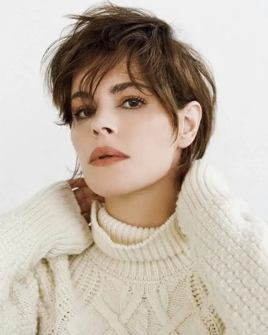Tousled layers with choppy ends, featured in the 35 short brown hairstyles you'll be seeing everywhere