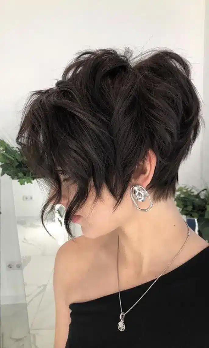 Textured crop with choppy layers, one of the 35 short brown hairstyles you'll be seeing everywhere