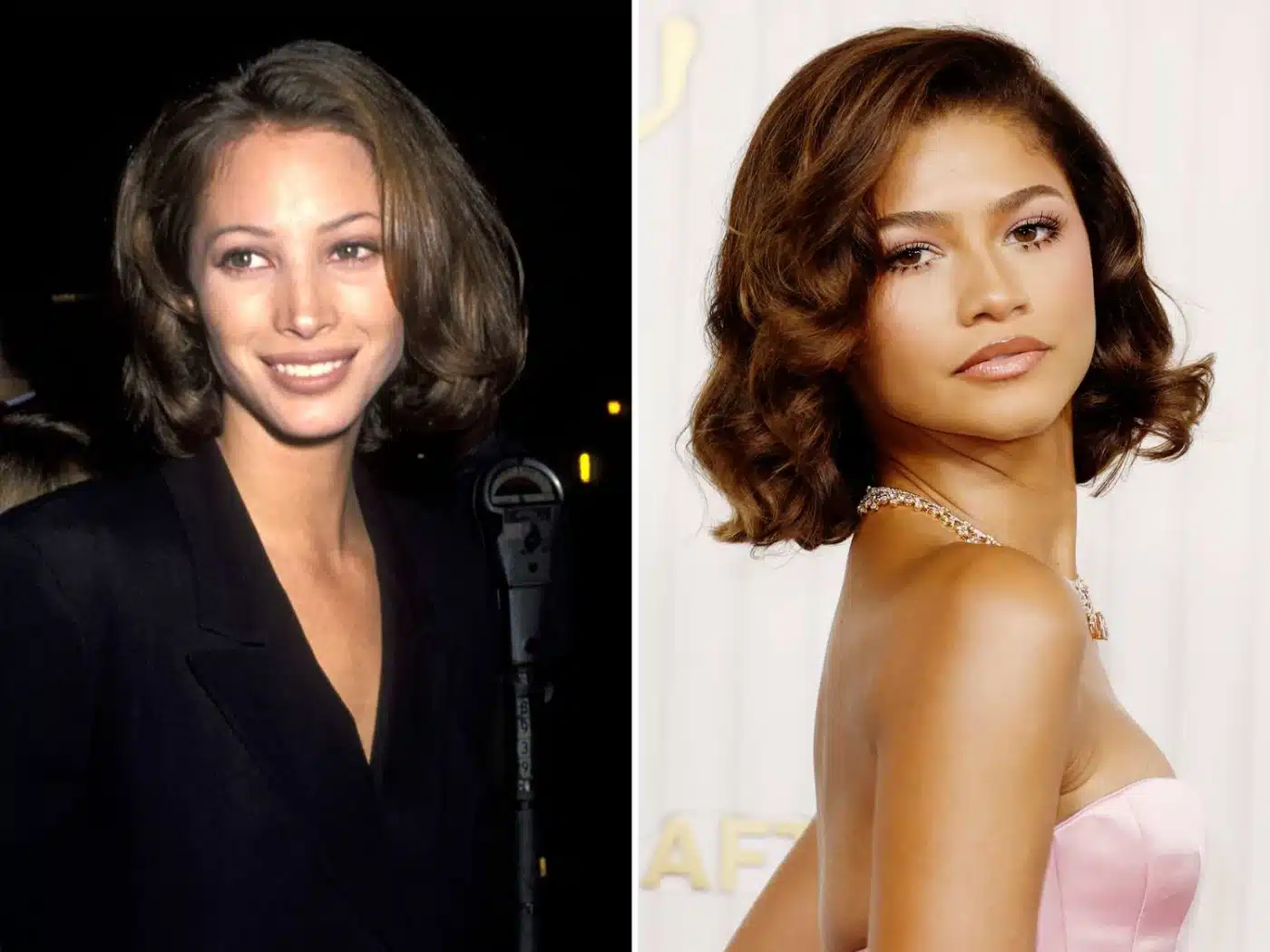 Christy Turlington and Zendaya modeling the supermodel bob featured in 13 '90s Bob Trends That Still Look Fresh Today