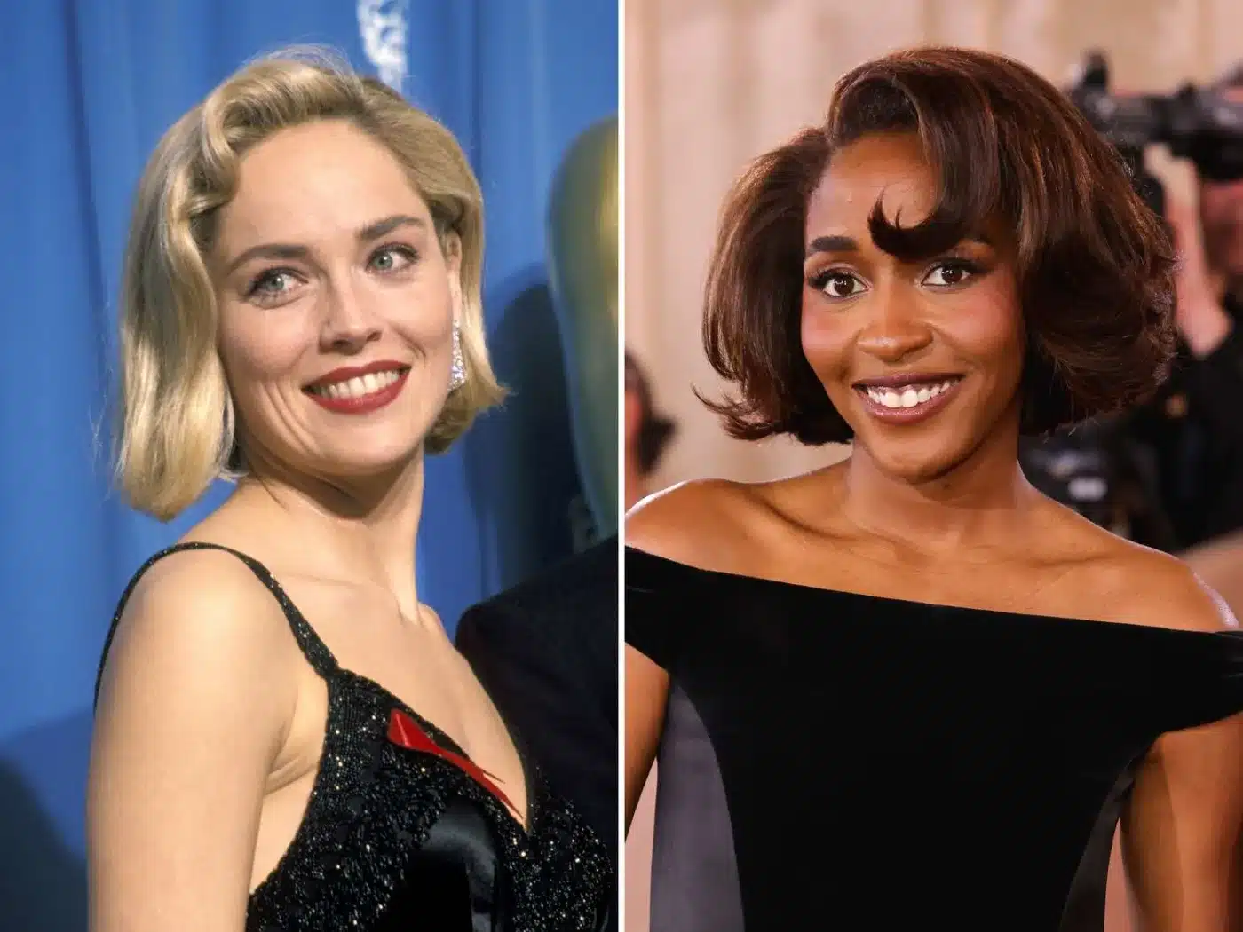 Sharon Stone and Ayo Edebiri rocking the major volume bob from 13 '90s Bob Trends That Still Look Fresh Today