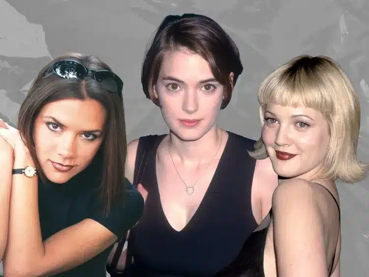 Victoria Beckham, Winona Ryder, and Drew Barrymore modeling iconic looks from 13 '90s Bob Trends That Still Look Fresh Today