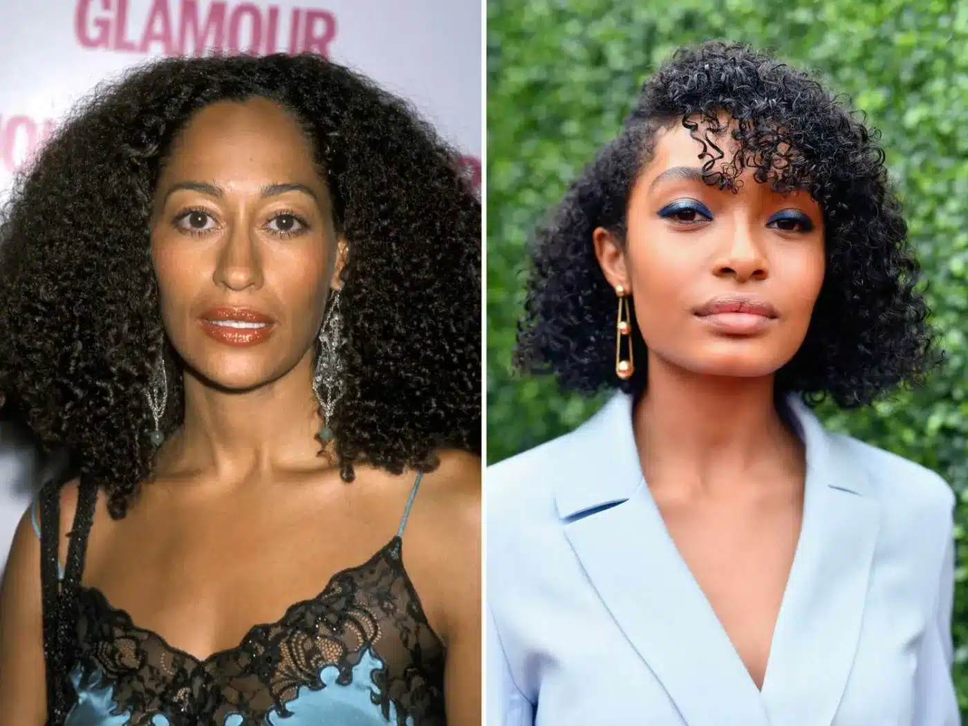 Tracee Ellis Ross and Yara Shahidi styling the curly bob featured in 13 '90s Bob Trends That Still Look Fresh Today