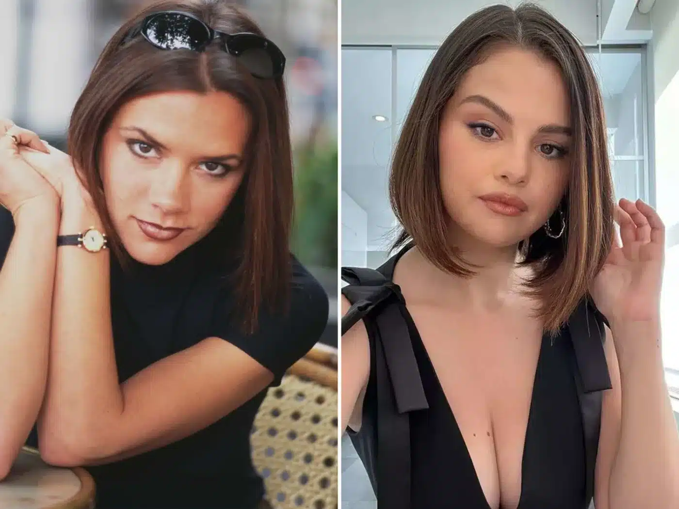 Victoria Beckham and Selena Gomez wearing the posh bob included in 13 '90s Bob Trends That Still Look Fresh Today
