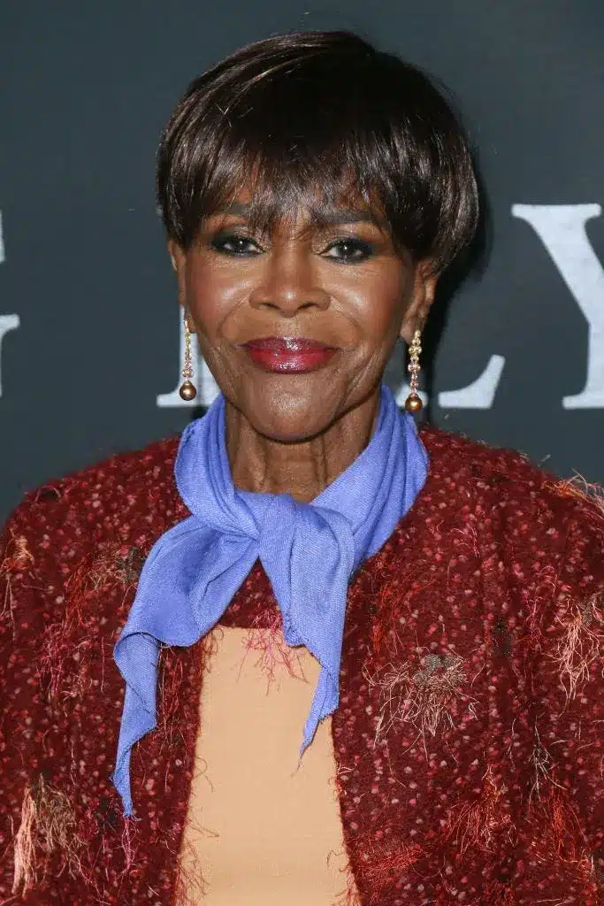 Cicely Tyson with a pixie bowl cut featuring pushed forward bangs